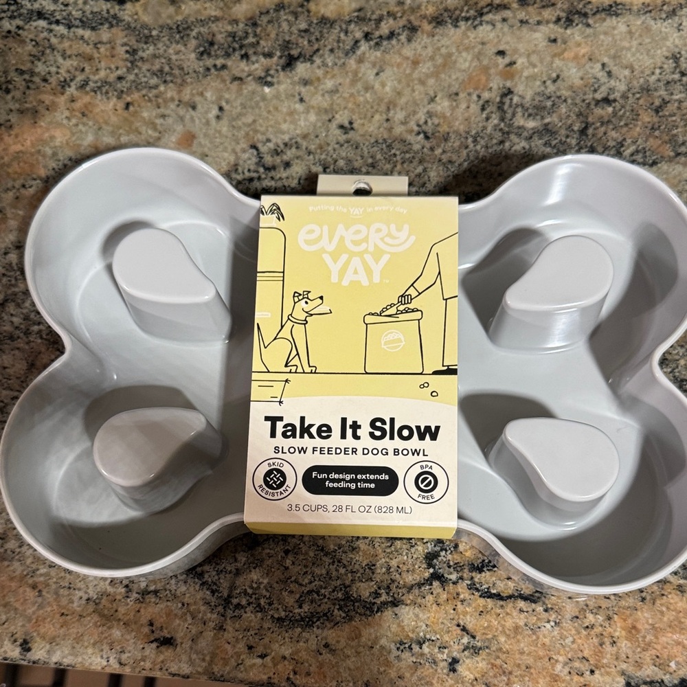 EveryYay Slow Feeder Dog Bowl in Gray